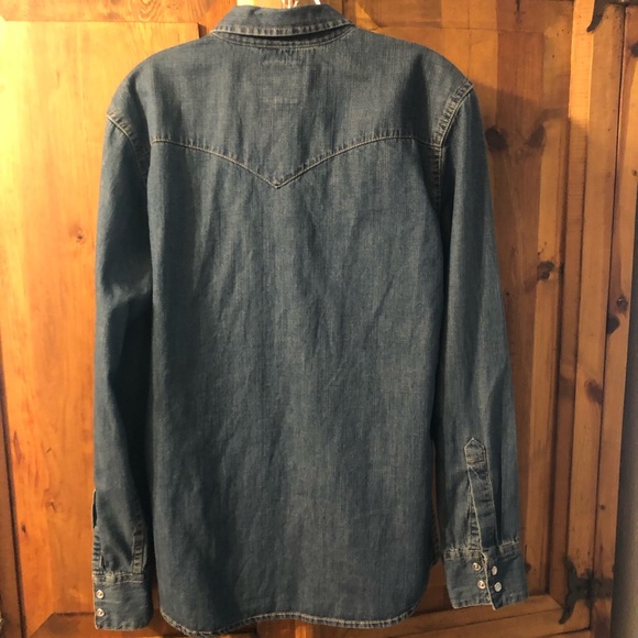 Vintage Levi Strauss & Co Shirt Western Blue Denim Pearl Snap Buttons in EUC - Picture 5 of 7